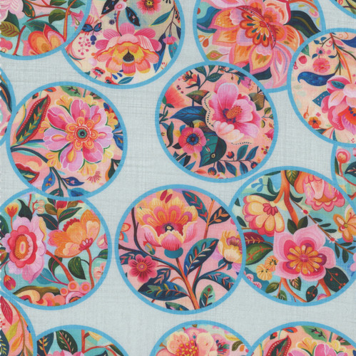 Quilting Treasures Fabrics Exotica Dan Morris Blue Yellow Pink